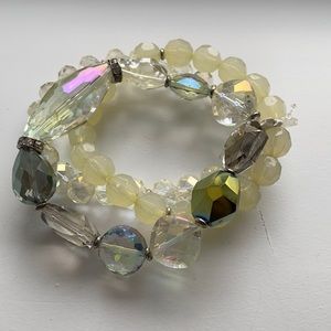 Three piece pale green mix bead bracelet